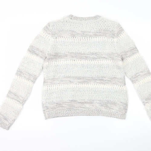 F&F Womens Grey Striped  Pullover Jumper Size 8