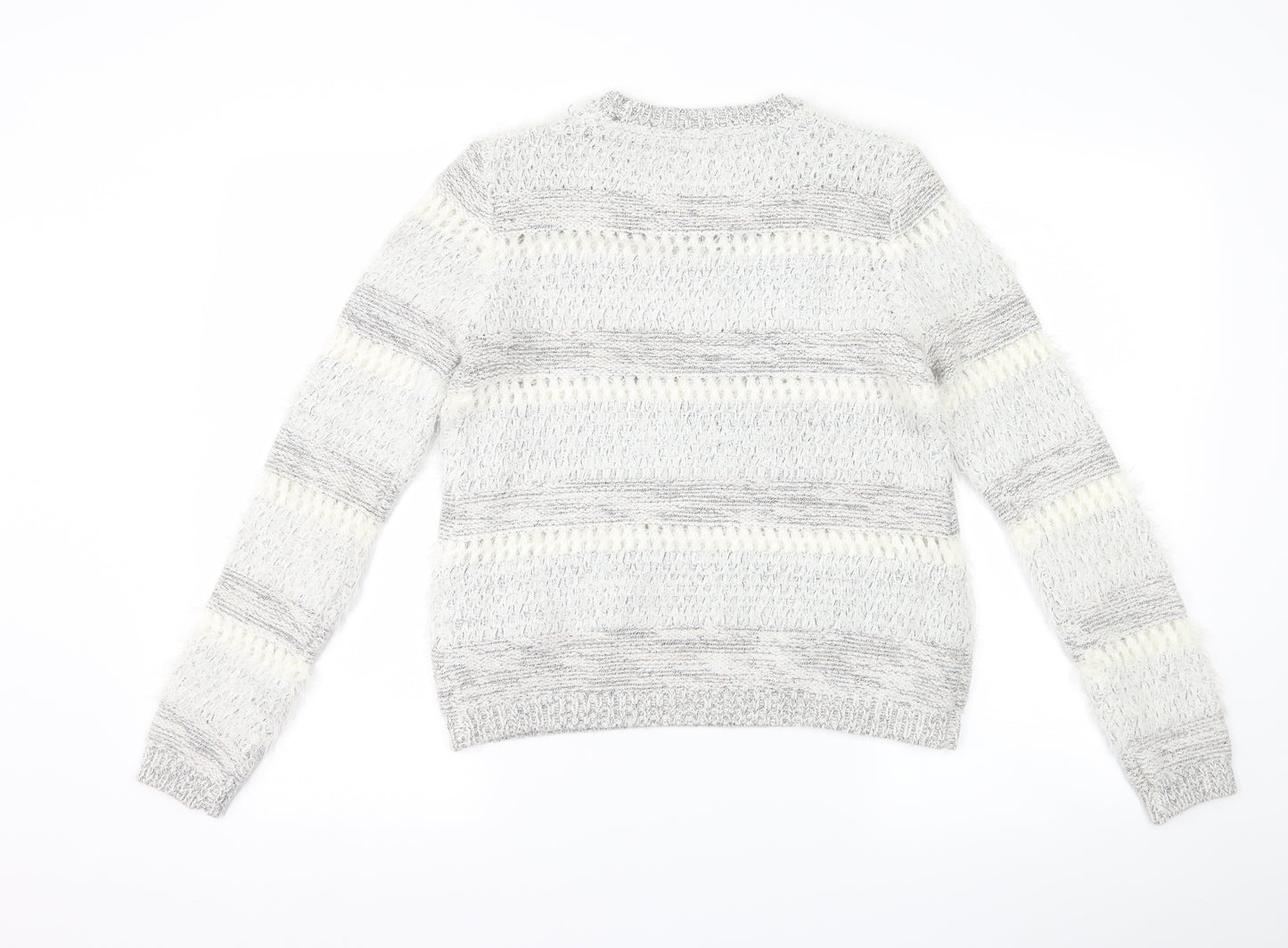 F&F Womens Grey Striped  Pullover Jumper Size 8