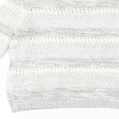 F&F Womens Grey Striped  Pullover Jumper Size 8