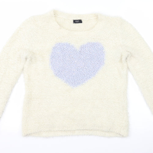 F&F Womens Ivory   Pullover Jumper Size 10  - Love heart