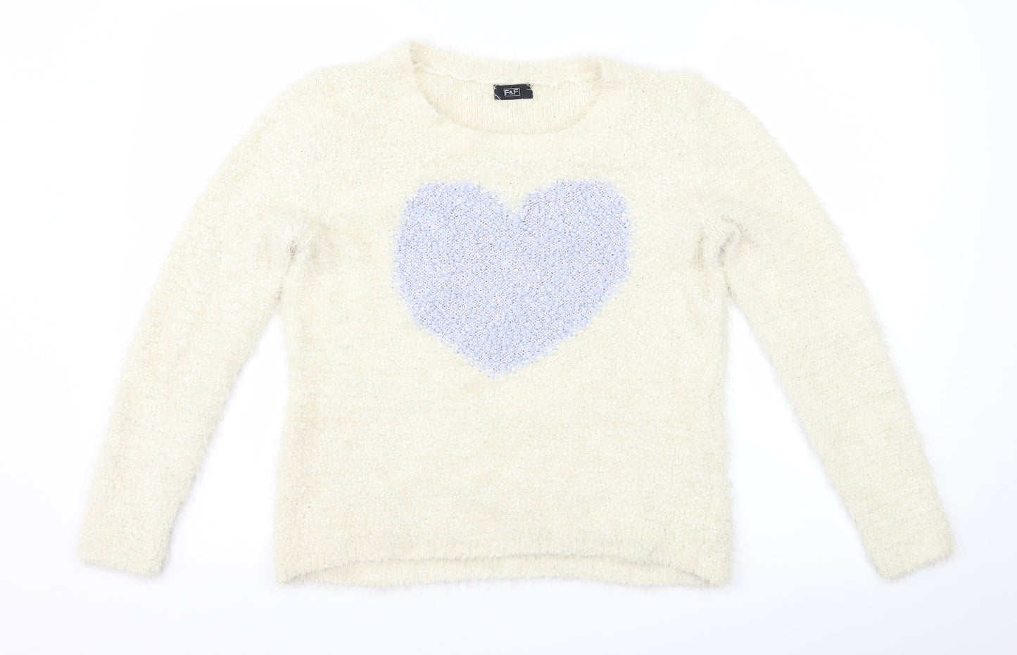 F&F Womens Ivory   Pullover Jumper Size 10  - Love heart