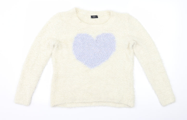 F&F Womens Ivory   Pullover Jumper Size 10  - Love heart