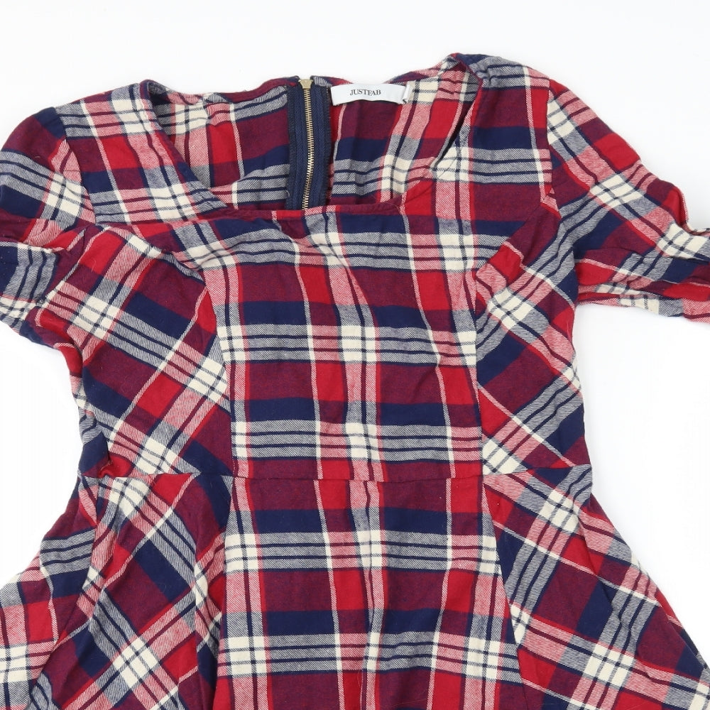 Just Fab Womens Red Check  A-Line  Size XL