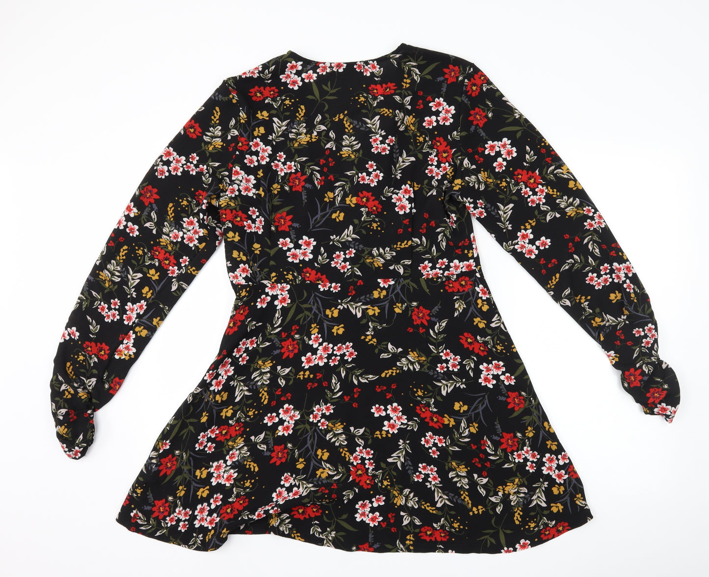 Boohoo Womens Black Floral  A-Line  Size 14