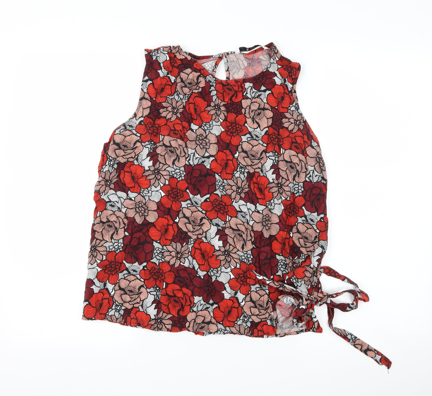 TU Womens Red Floral  Basic Blouse Size 12
