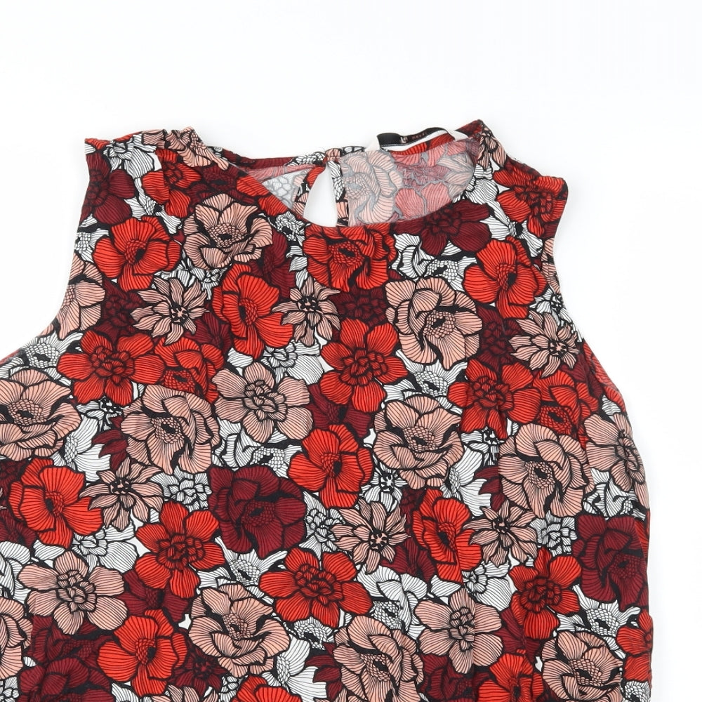TU Womens Red Floral  Basic Blouse Size 12