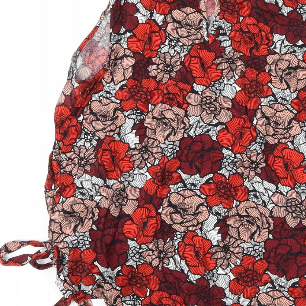 TU Womens Red Floral  Basic Blouse Size 12