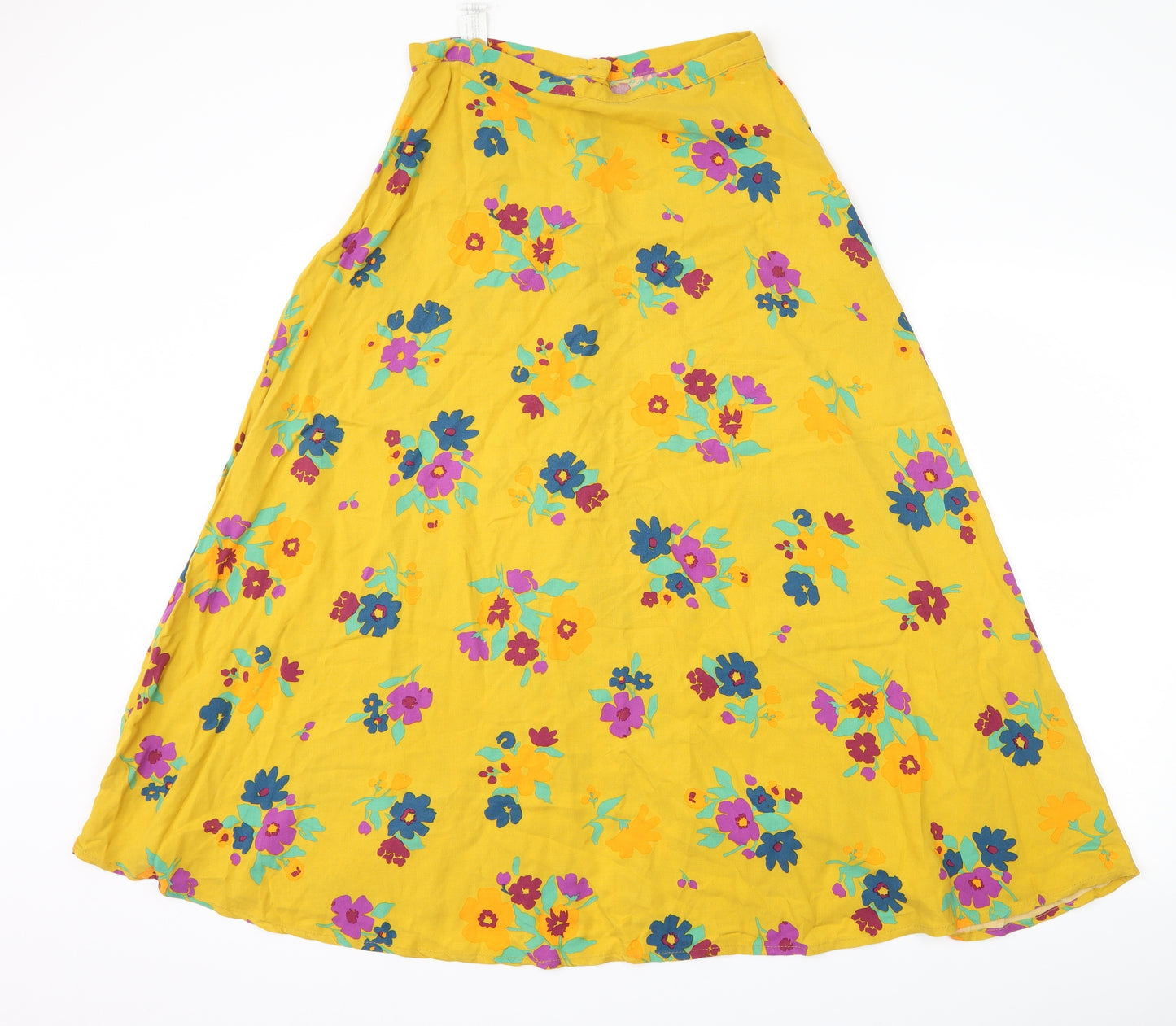 Zara Womens Yellow Floral  A-Line Skirt Size M