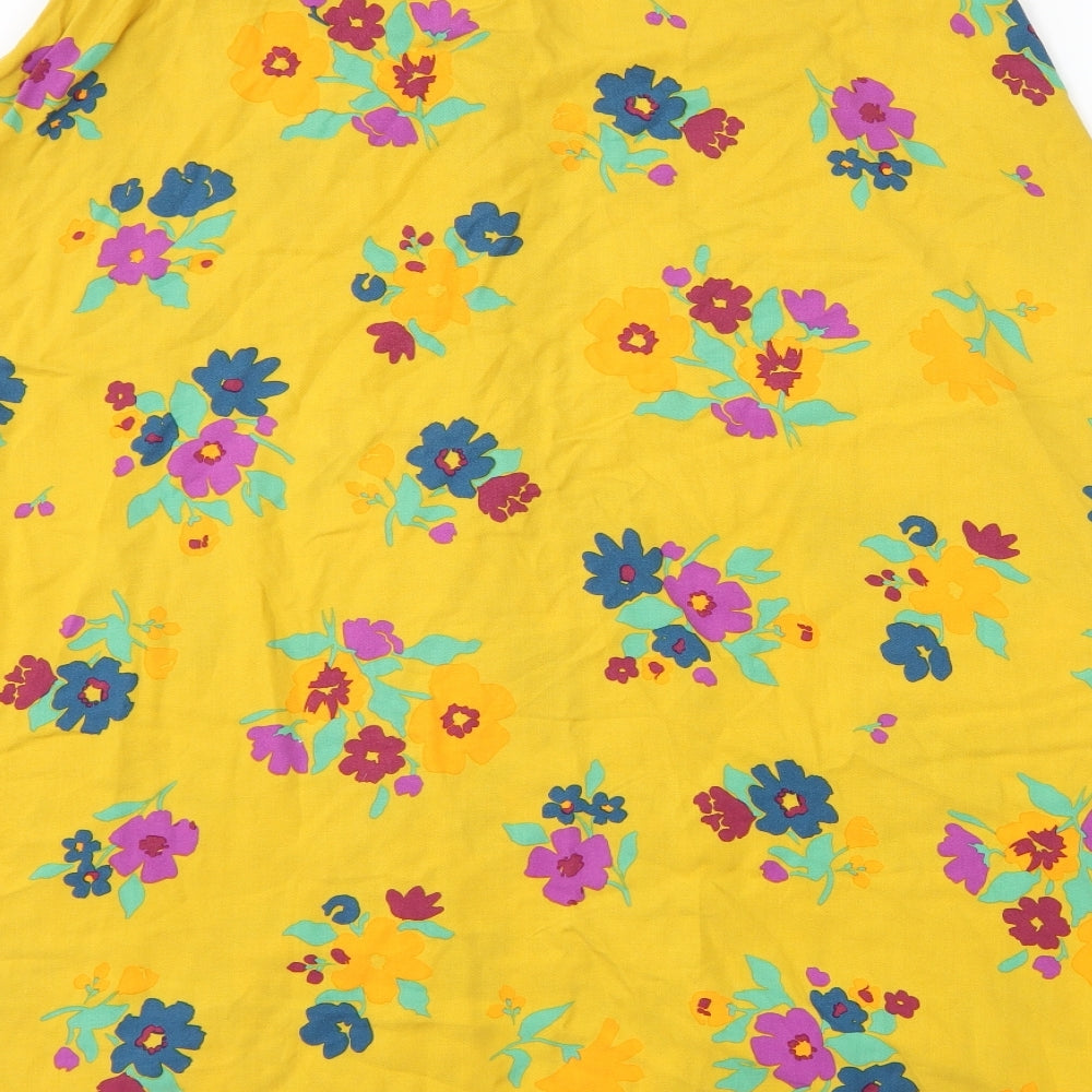 Zara Womens Yellow Floral  A-Line Skirt Size M