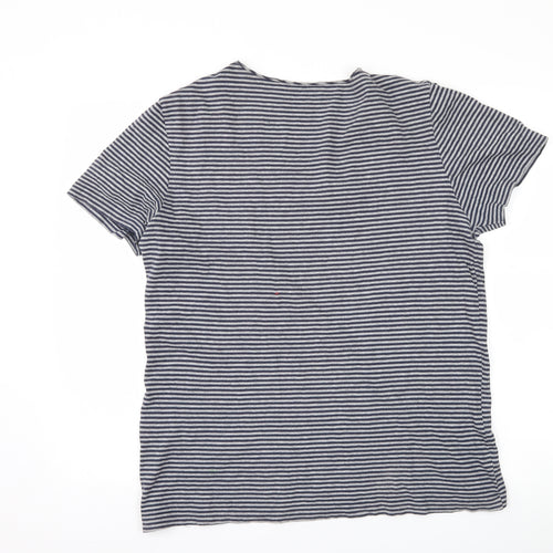 AllSaints Mens Blue Striped   T-Shirt Size M