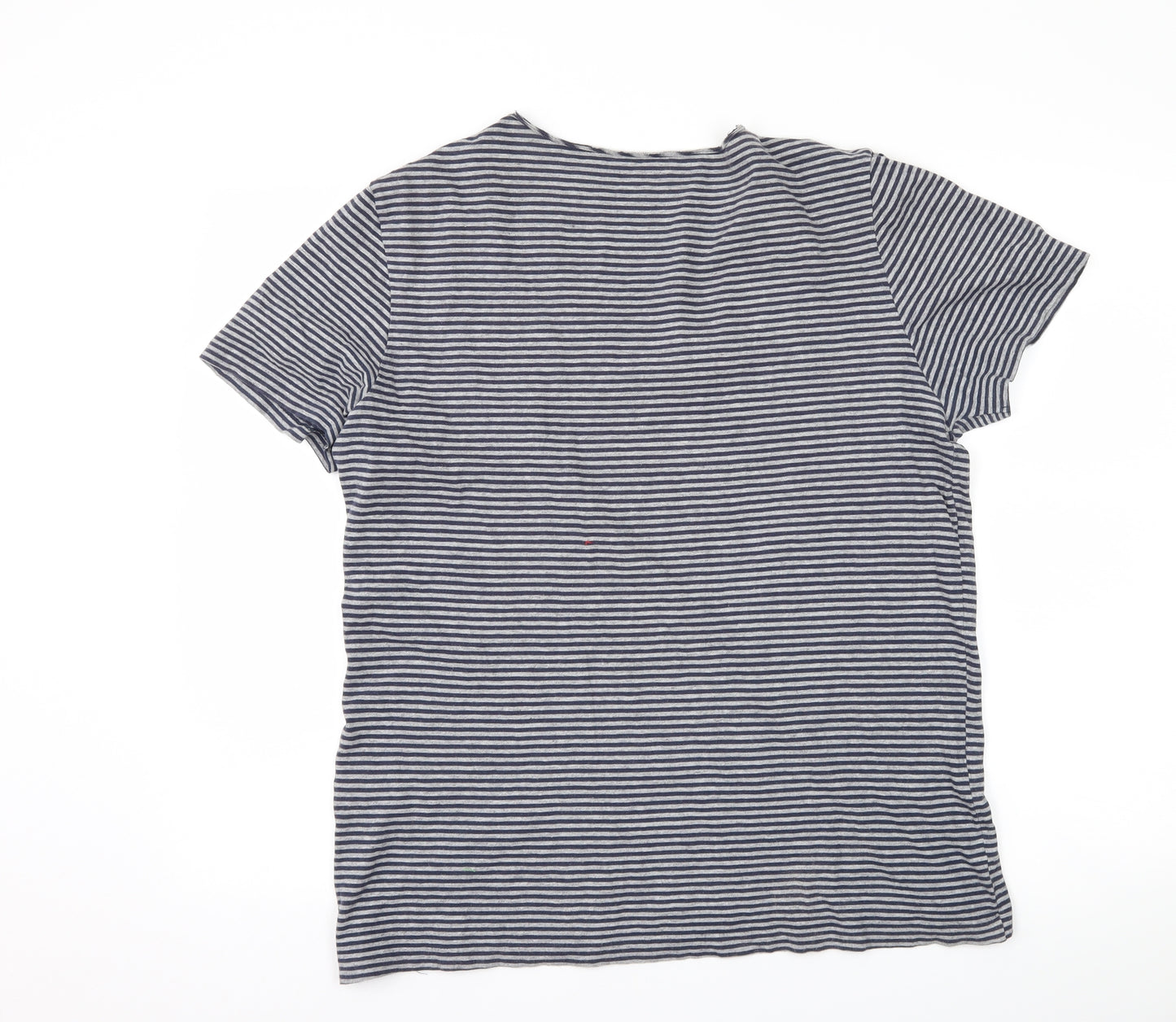 AllSaints Mens Blue Striped   T-Shirt Size M