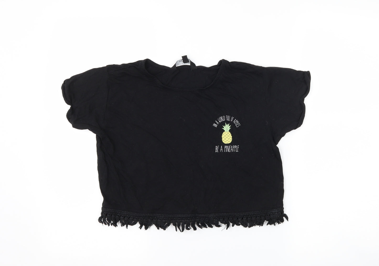 New Look Girls Black   Cropped T-Shirt Size 12-13 Years  - slogan