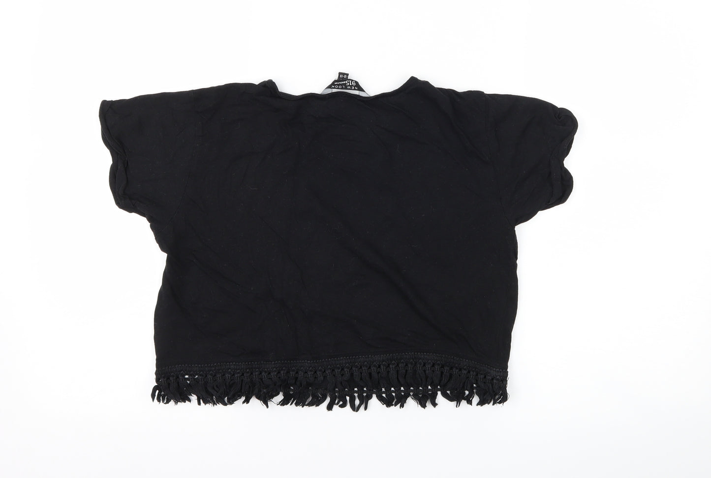 New Look Girls Black   Cropped T-Shirt Size 12-13 Years  - slogan