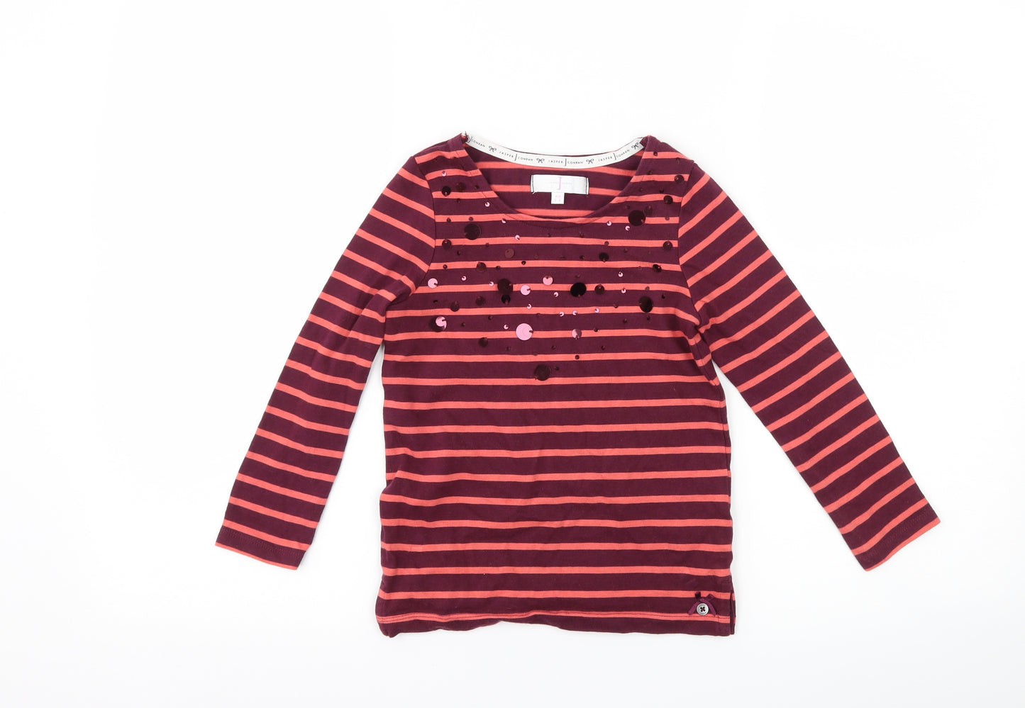Jasper Conran Girls Purple Striped  Basic T-Shirt Size 4-5 Years