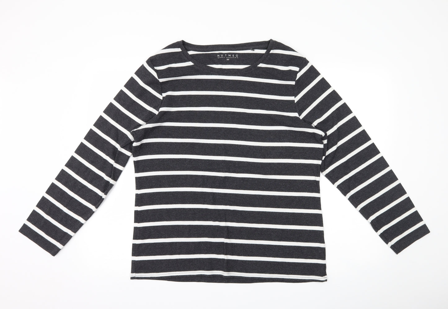 Nutmeg Womens Grey Striped  Basic T-Shirt Size 20