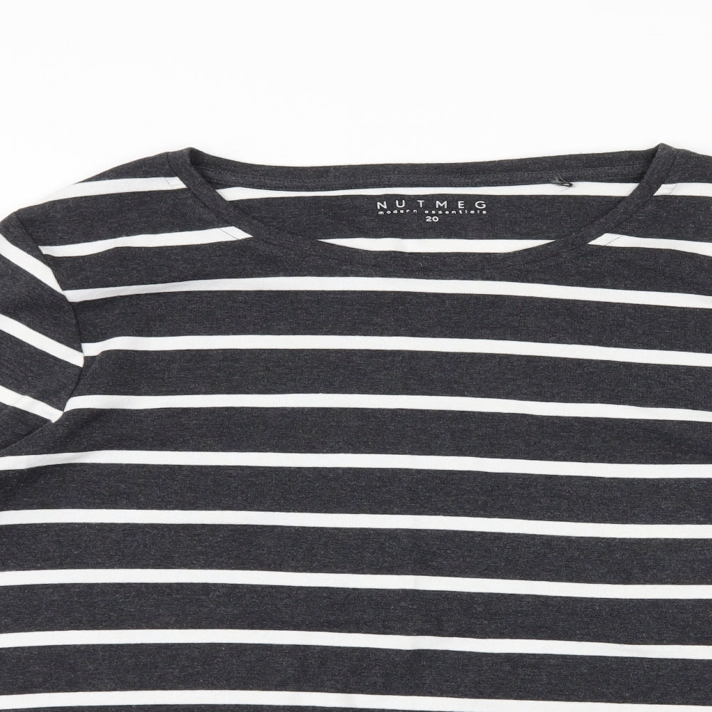 Nutmeg Womens Grey Striped  Basic T-Shirt Size 20