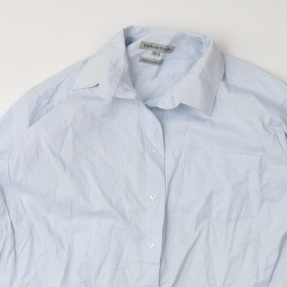 Taylor & Wright Mens Blue Striped   Dress Shirt Size 15.5