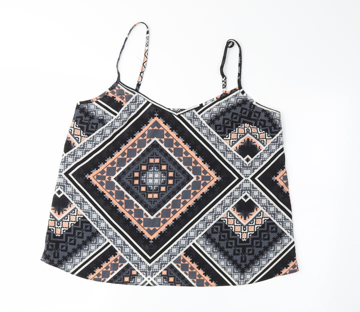 Miss Selfridge Womens Black Geometric  Camisole Blouse Size 14