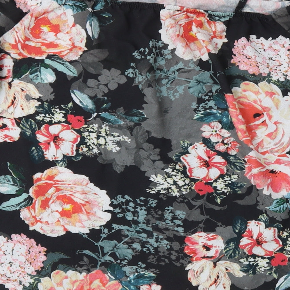 Select Womens Black Floral  Basic Blouse Size 14