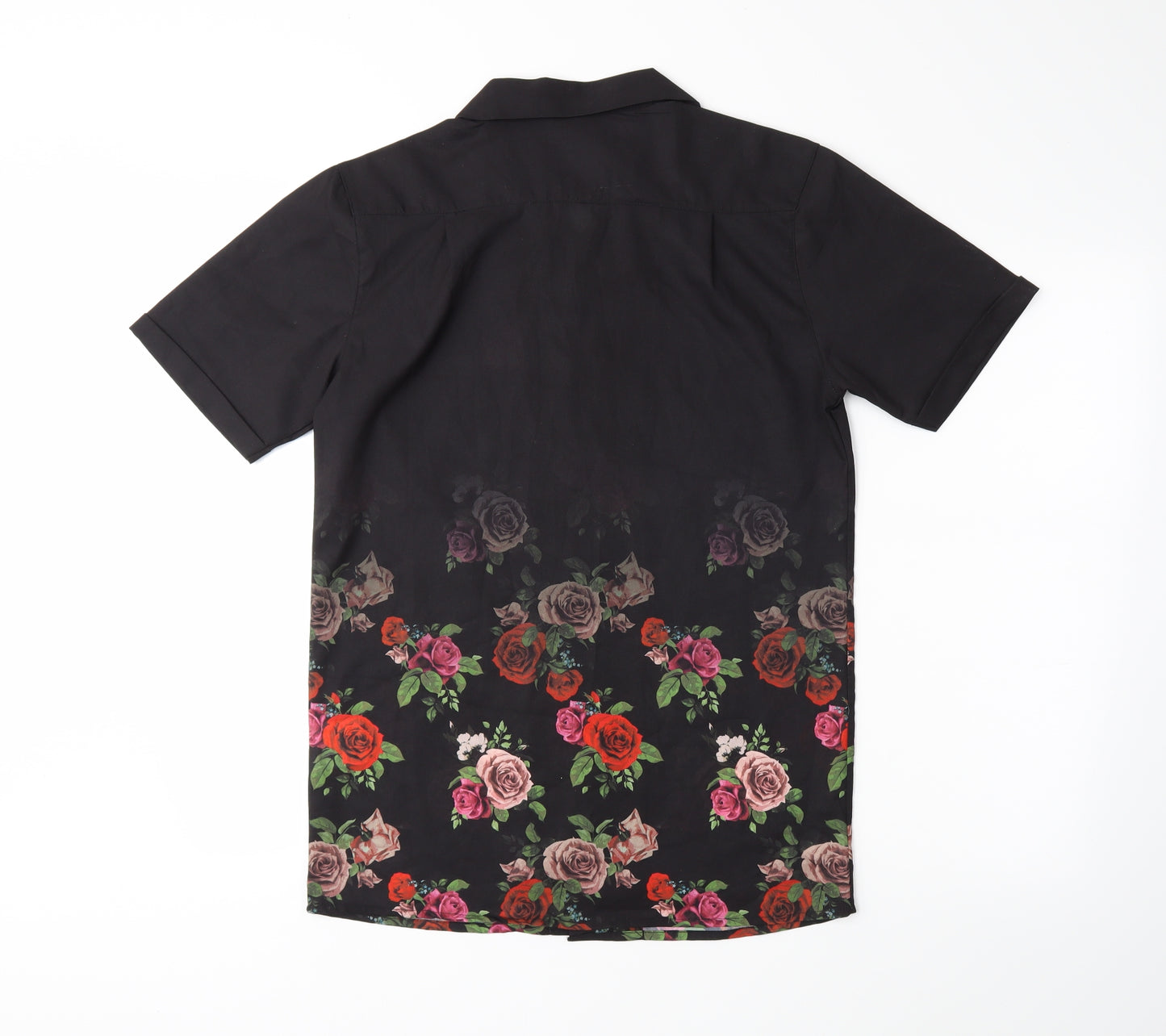 Be Inspired Mens Black Floral   Button-Up Size S