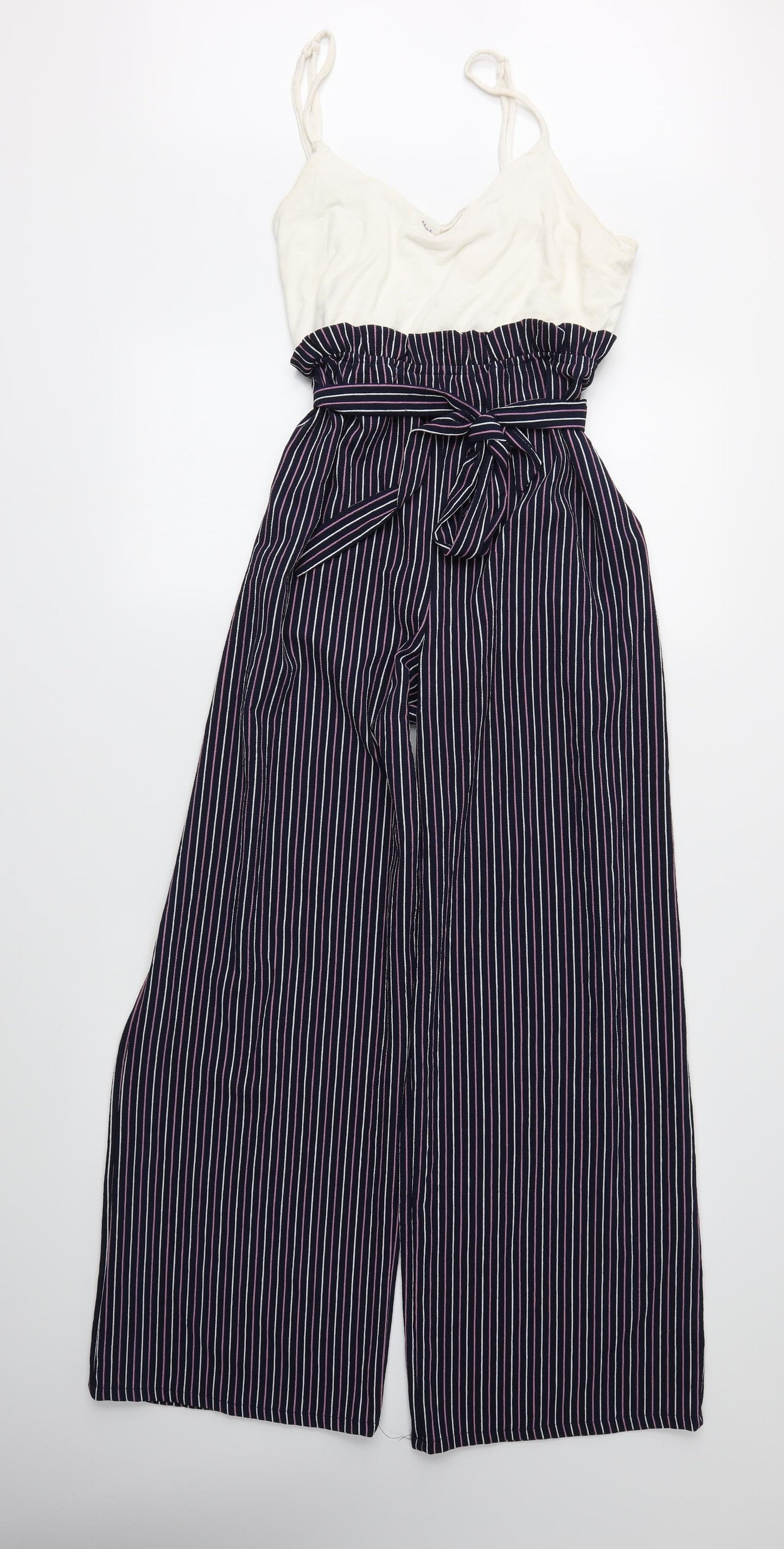 Bailey Blue Womens Blue Striped  Jumpsuit One-Piece Size L L30 in