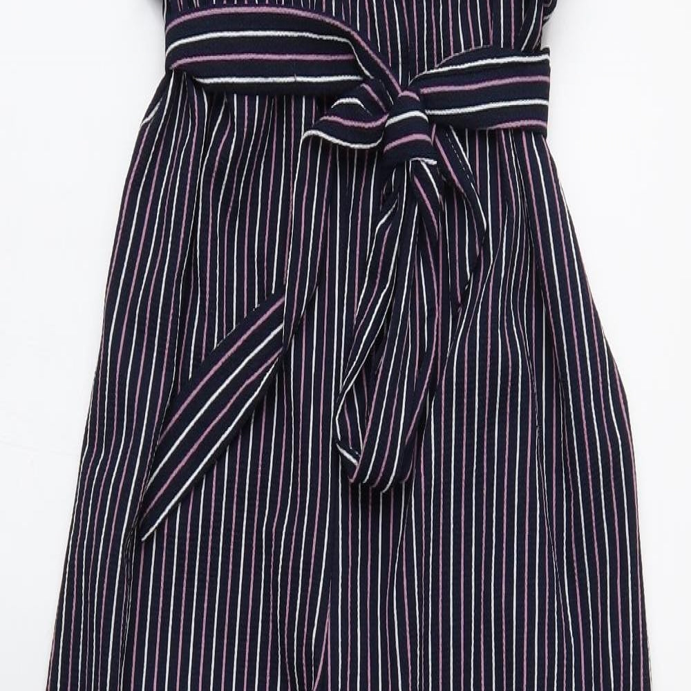 Bailey Blue Womens Blue Striped  Jumpsuit One-Piece Size L L30 in