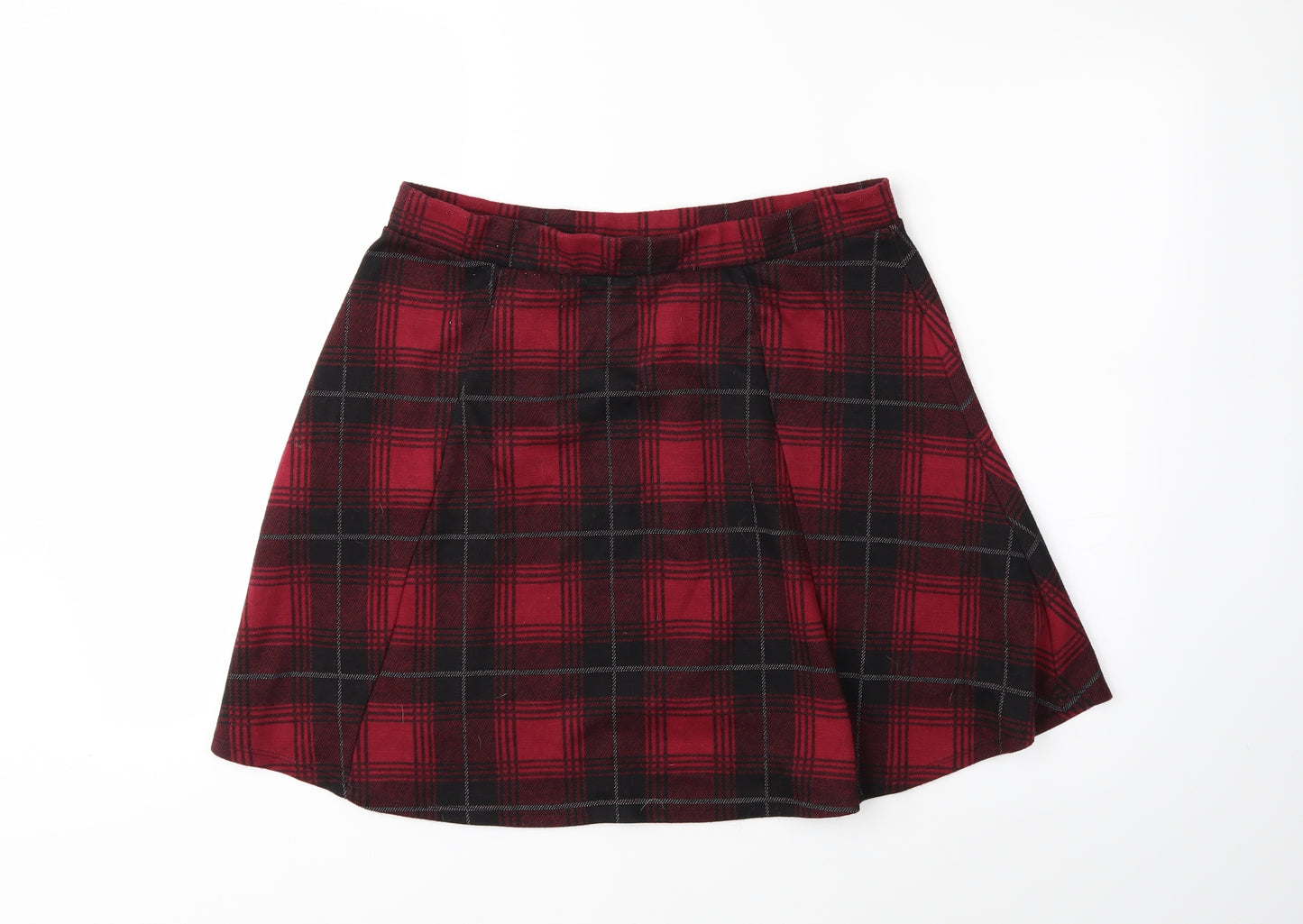 George Womens Red Plaid  Skater Skirt Size 14