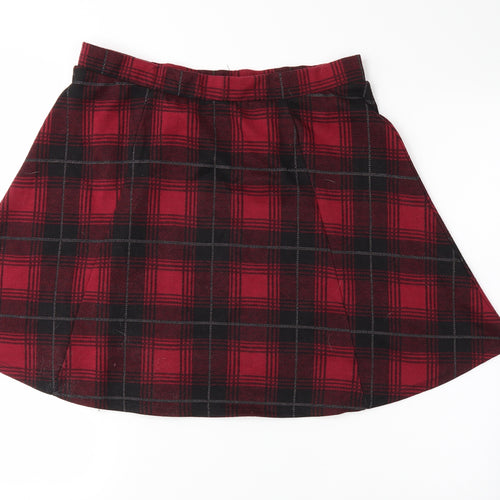 George Womens Red Plaid  Skater Skirt Size 14