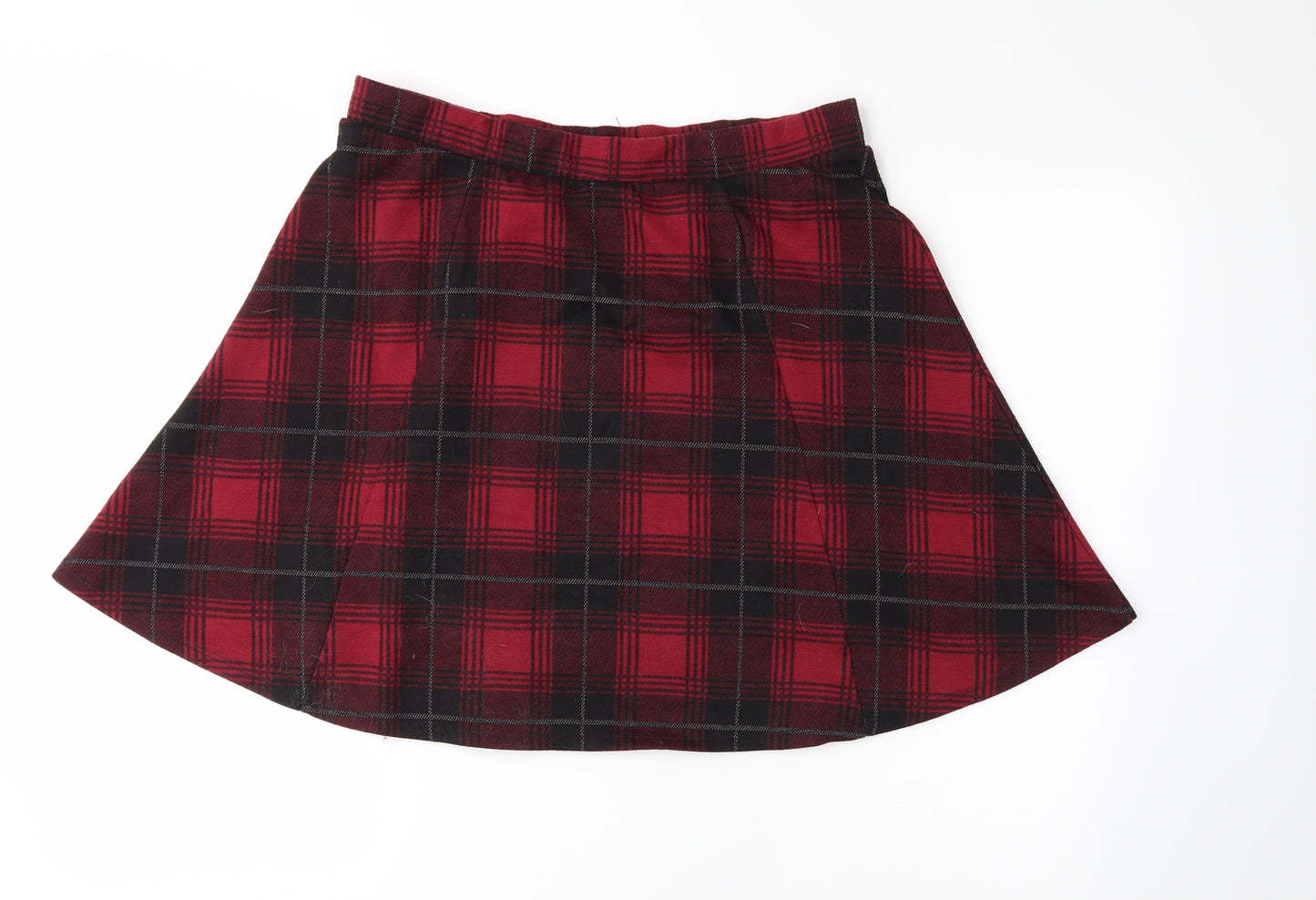 George Womens Red Plaid  Skater Skirt Size 14