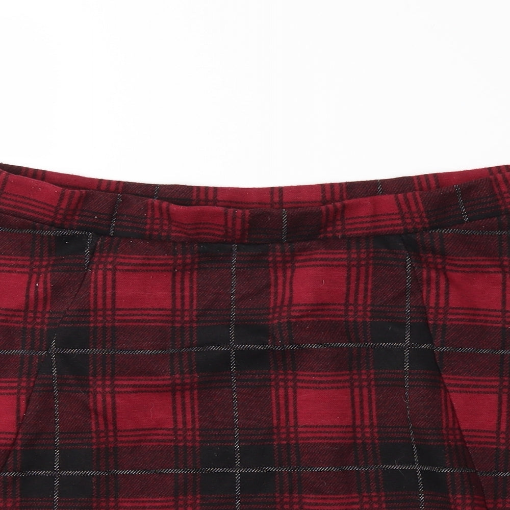George Womens Red Plaid  Skater Skirt Size 14