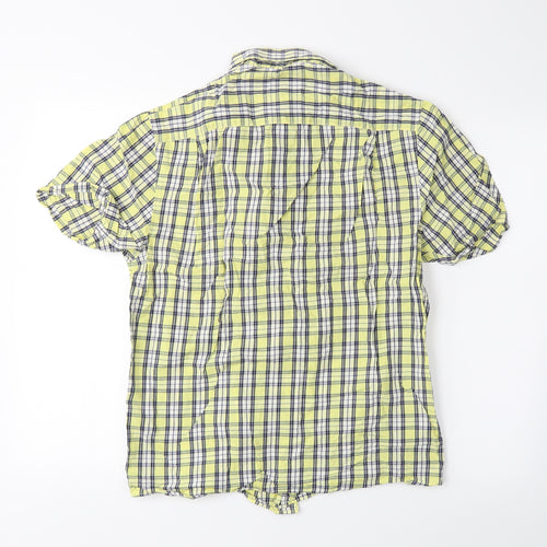 Blue Harbour Mens Yellow Plaid   Button-Up Size S