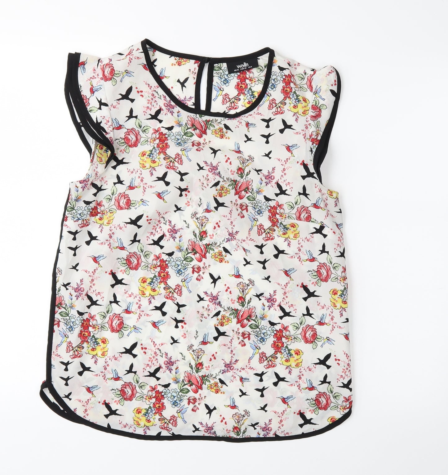 wallia Womens White Floral  Basic Blouse Size 10