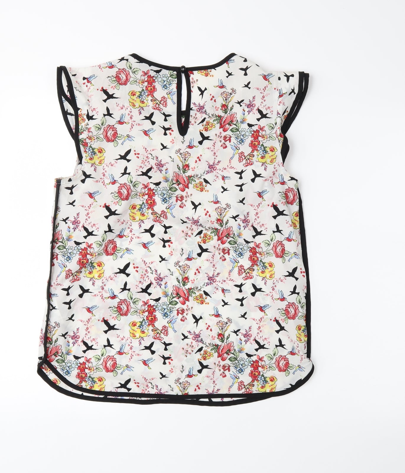 wallia Womens White Floral  Basic Blouse Size 10