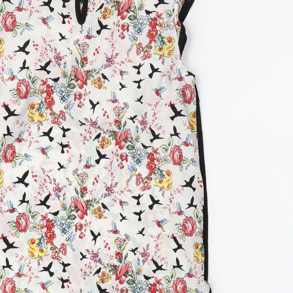 wallia Womens White Floral  Basic Blouse Size 10