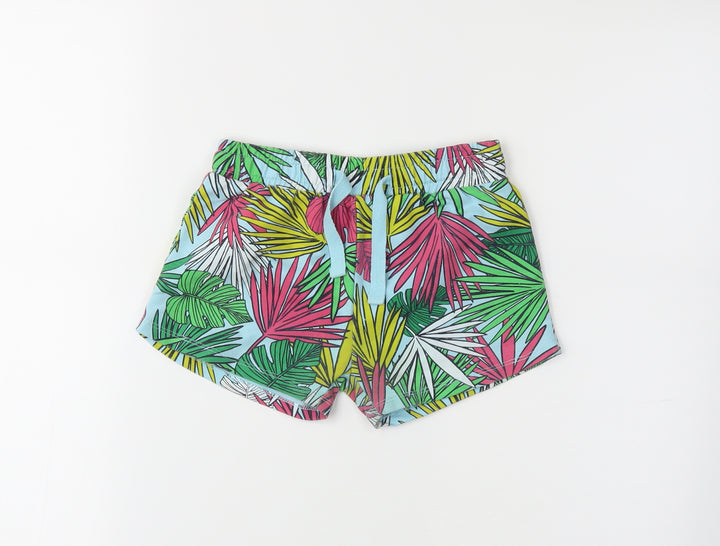 I love girls wear Girls Green Floral  Sweat Shorts Size 7 Years