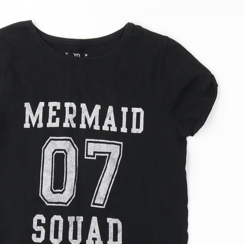 yd Girls Black   Basic T-Shirt Size 11-12 Years