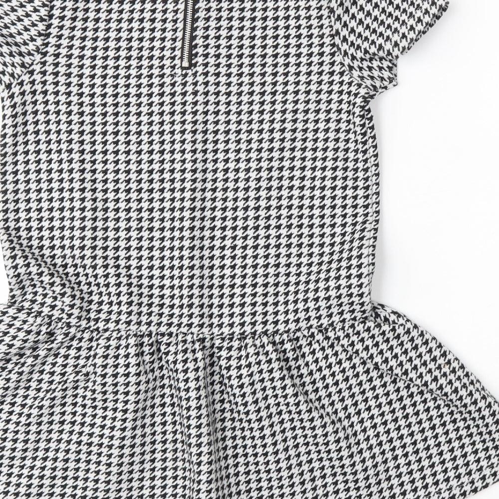 TU Girls Black Houndstooth  Fit & Flare  Size 7 Years