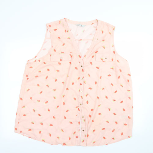George Womens Pink Polka Dot  Basic Button-Up Size 22