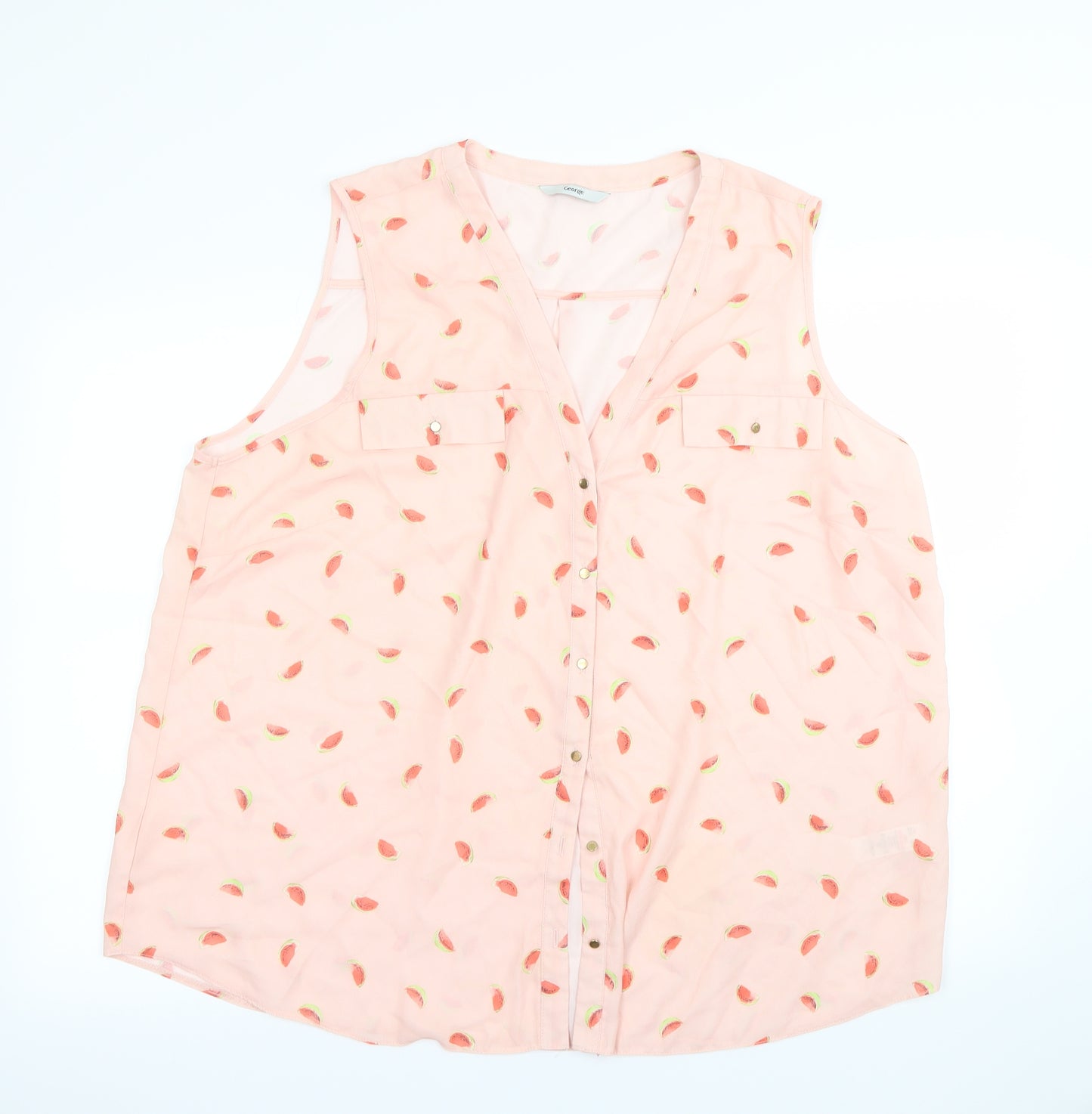 George Womens Pink Polka Dot  Basic Button-Up Size 22