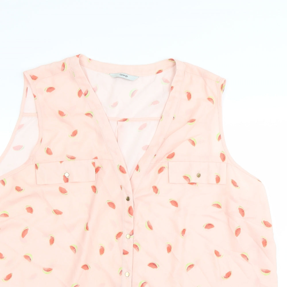 George Womens Pink Polka Dot  Basic Button-Up Size 22