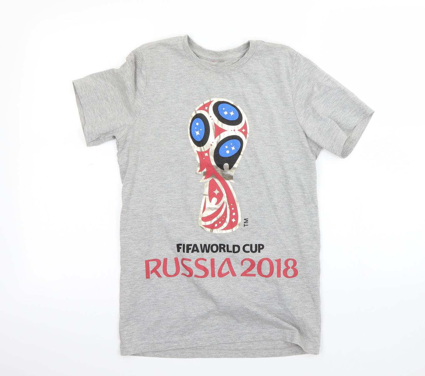 Preworn Boys Grey   Basic T-Shirt Size 12-13 Years  - fifa world cup