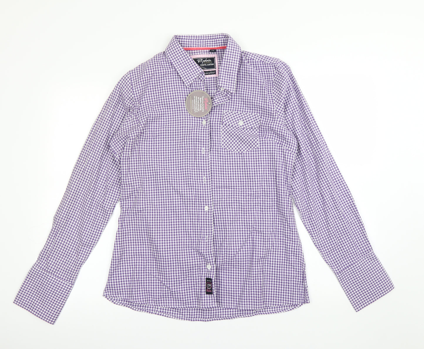 Rydale Womens Purple Check  Basic Button-Up Size 14