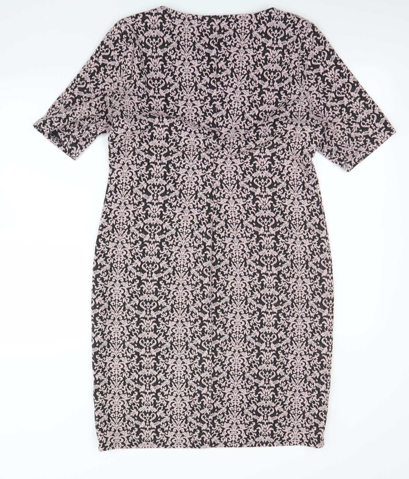 bonmarche Womens Black Geometric  Pencil Dress  Size 14