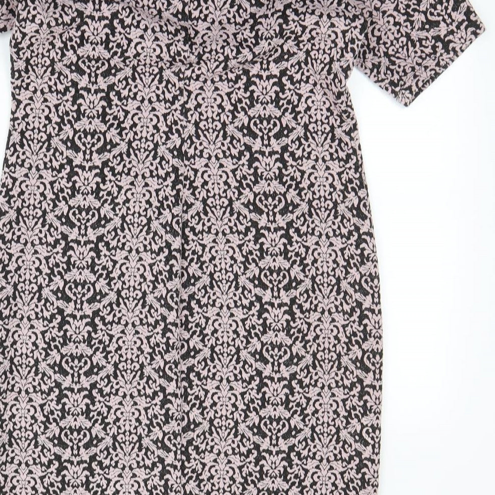 bonmarche Womens Black Geometric  Pencil Dress  Size 14