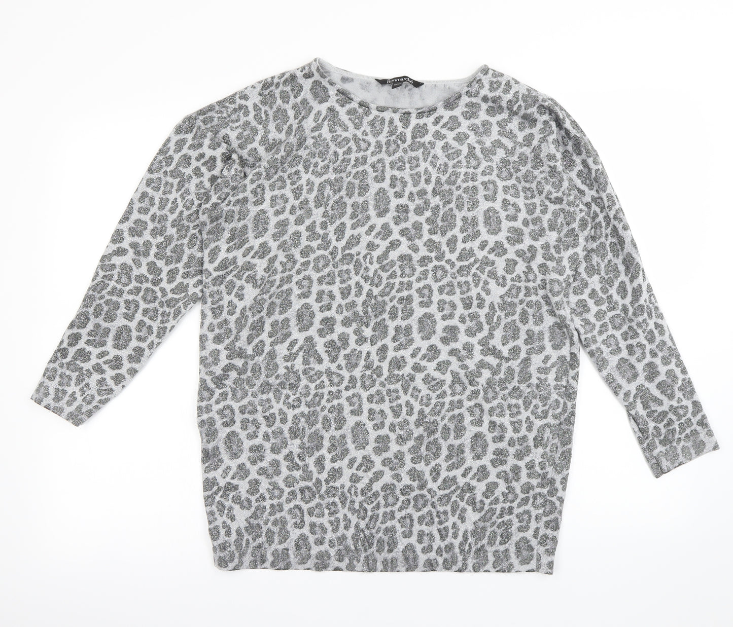 Bonmarché Womens Grey Animal Print  Pullover Jumper Size 14