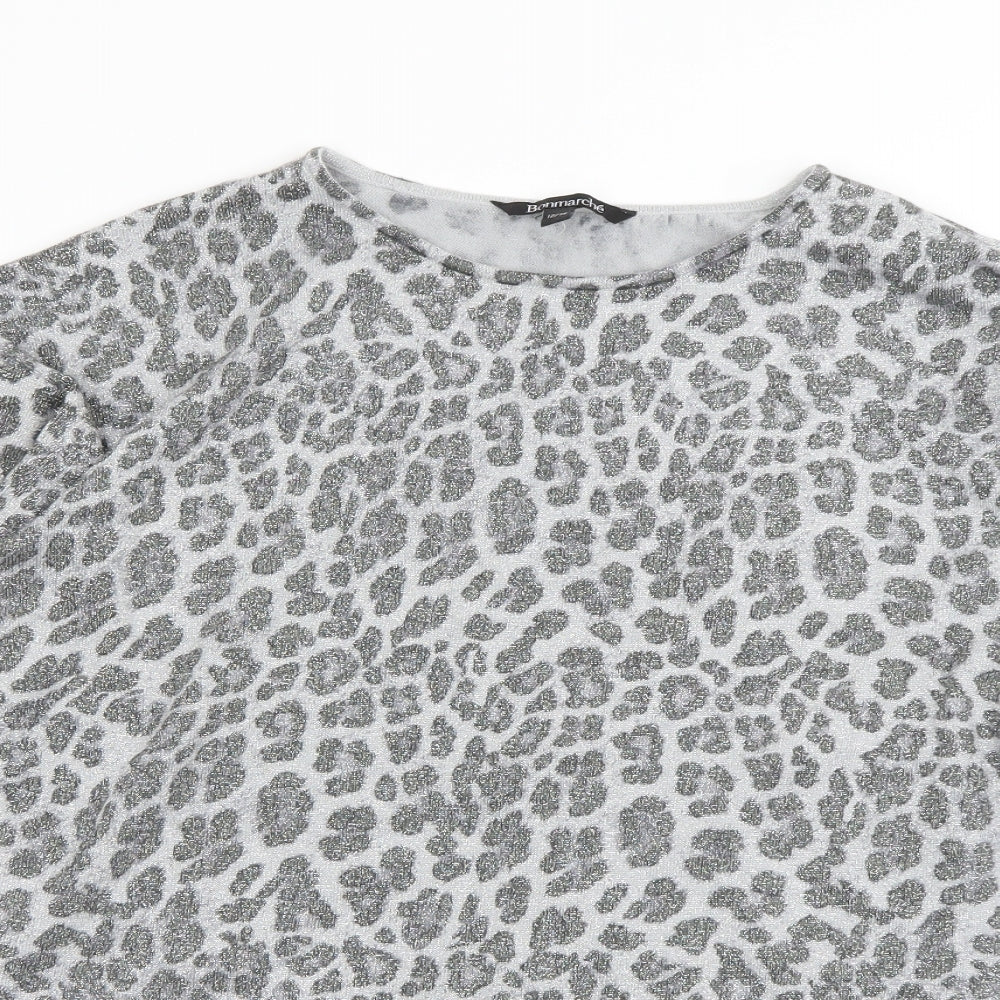 Bonmarché Womens Grey Animal Print  Pullover Jumper Size 14