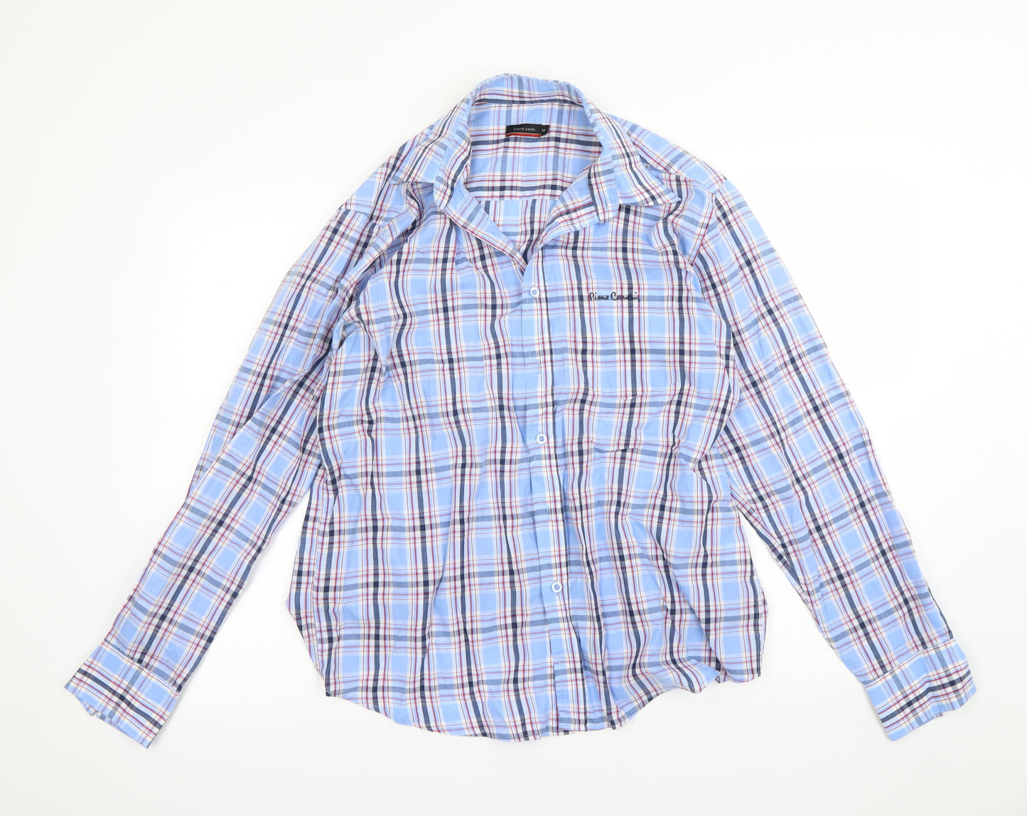 Pierre Cardin` Mens Blue Check   Dress Shirt Size M