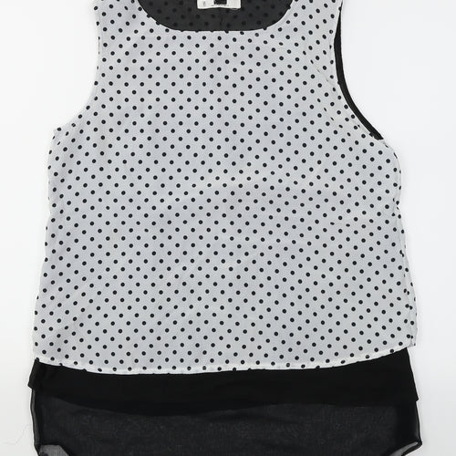 Preworn Womens White Polka Dot  Basic Blouse Size M