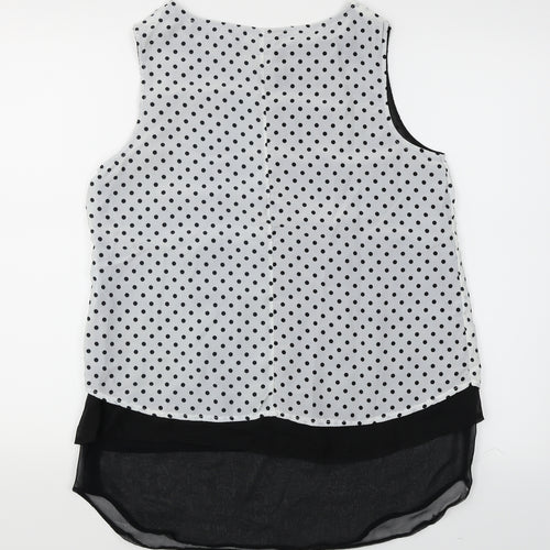 Preworn Womens White Polka Dot  Basic Blouse Size M