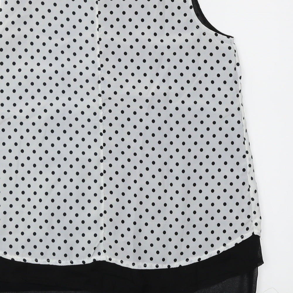 Preworn Womens White Polka Dot  Basic Blouse Size M